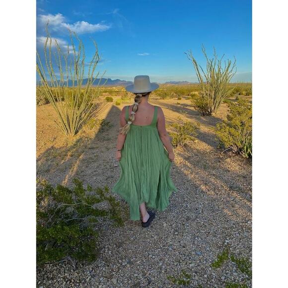 BIBHU MOHAPATRA Green Flowy Empire Maxi Shift Style Sleeveless Dress Size 2 - Picture 16 of 16